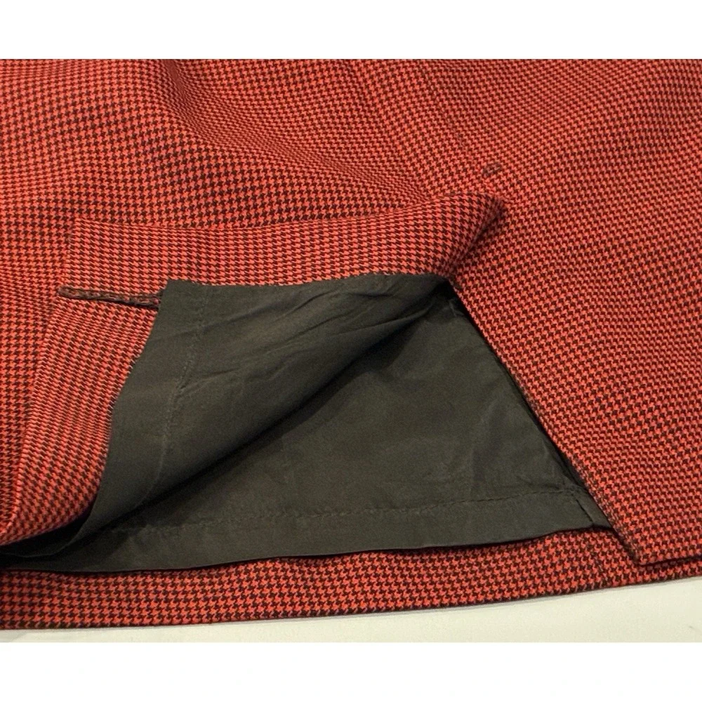 VTG‎ 90s Liz Claiborne Academia Wool Houndstooth Pencil Skirt Sz 8P Red Preppy